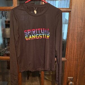 Spiritual Gangster Black Long Sleeve Tee with Multicolor Logo